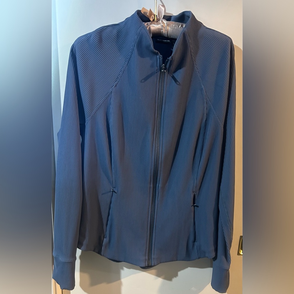Athleta Ribbed Salutation Jacket granite blue L